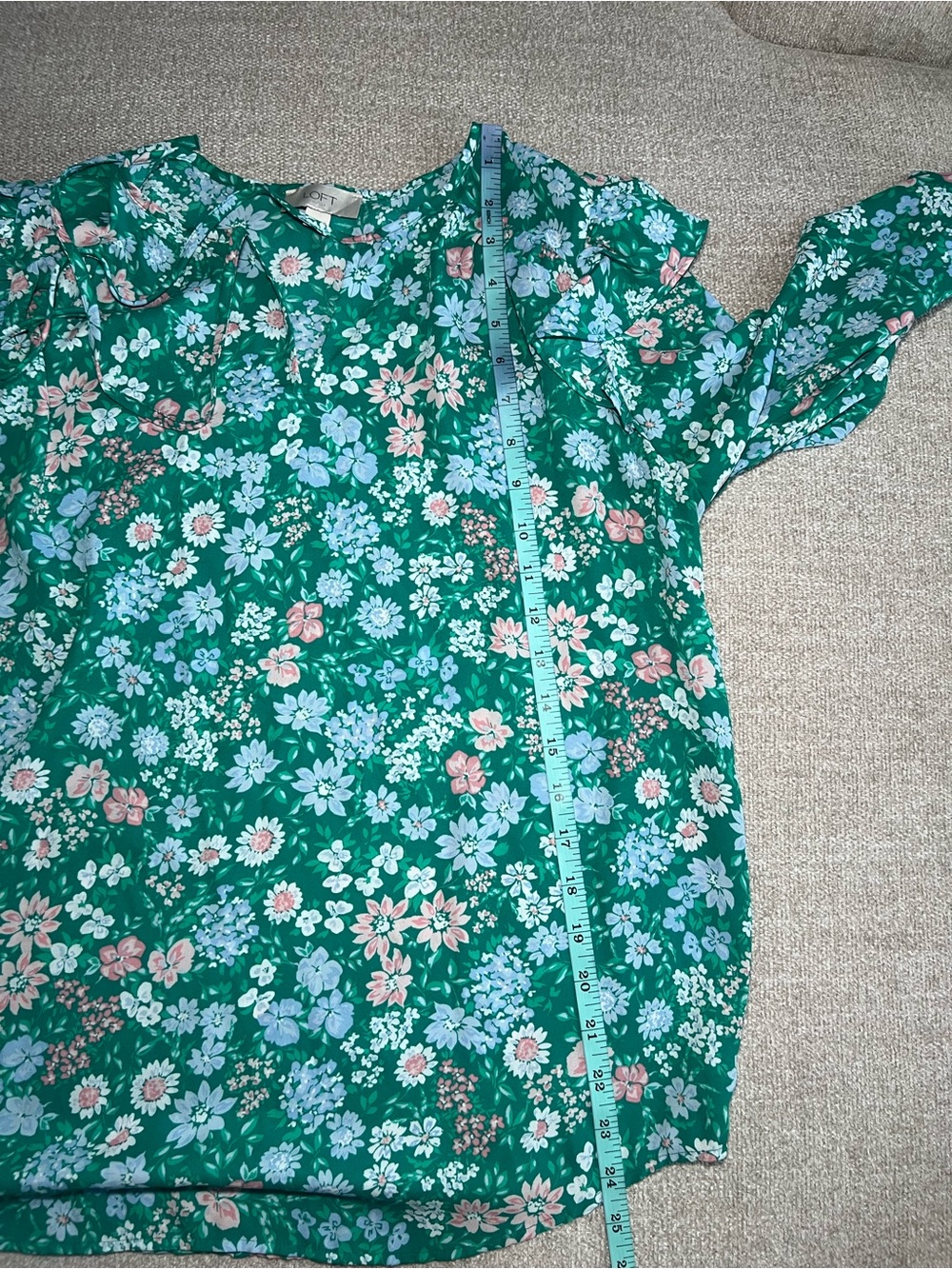 LOFT Green Floral Ruffle Yoke Blouse - Picture 7 of 8